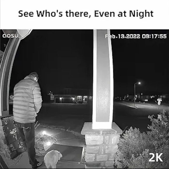 aosu Battery-Powered Video Doorbell with Chime, 2K Resolution - Picture 2 of 5